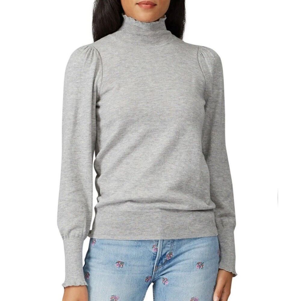 La Vie Rebecca Taylor Sweater Women XS Gray Turtleneck Lightweight Wool Blend